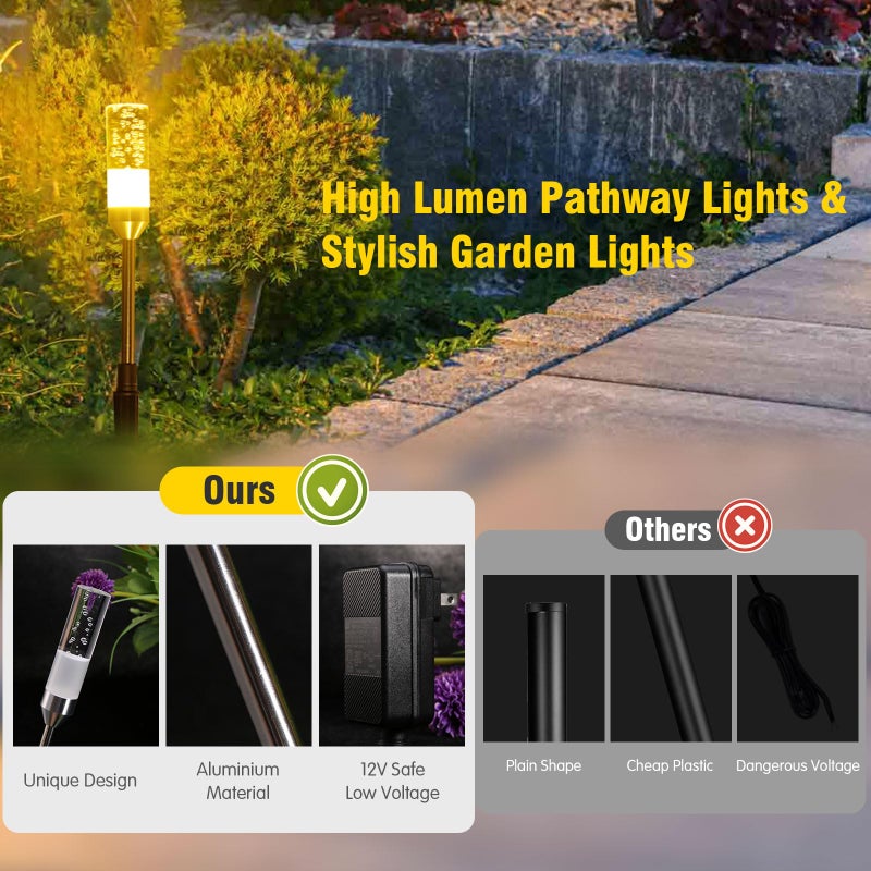 GreenClick LED Pathway Lights, 4.8W 12V AC/DC Low Voltage Path Lights, 570 Lumen 6 Pack Extendable Outdoor Landscape Lighting IP65 Waterproof Garden Lights for Yard Walkway Driveway, 2700K - Image 5